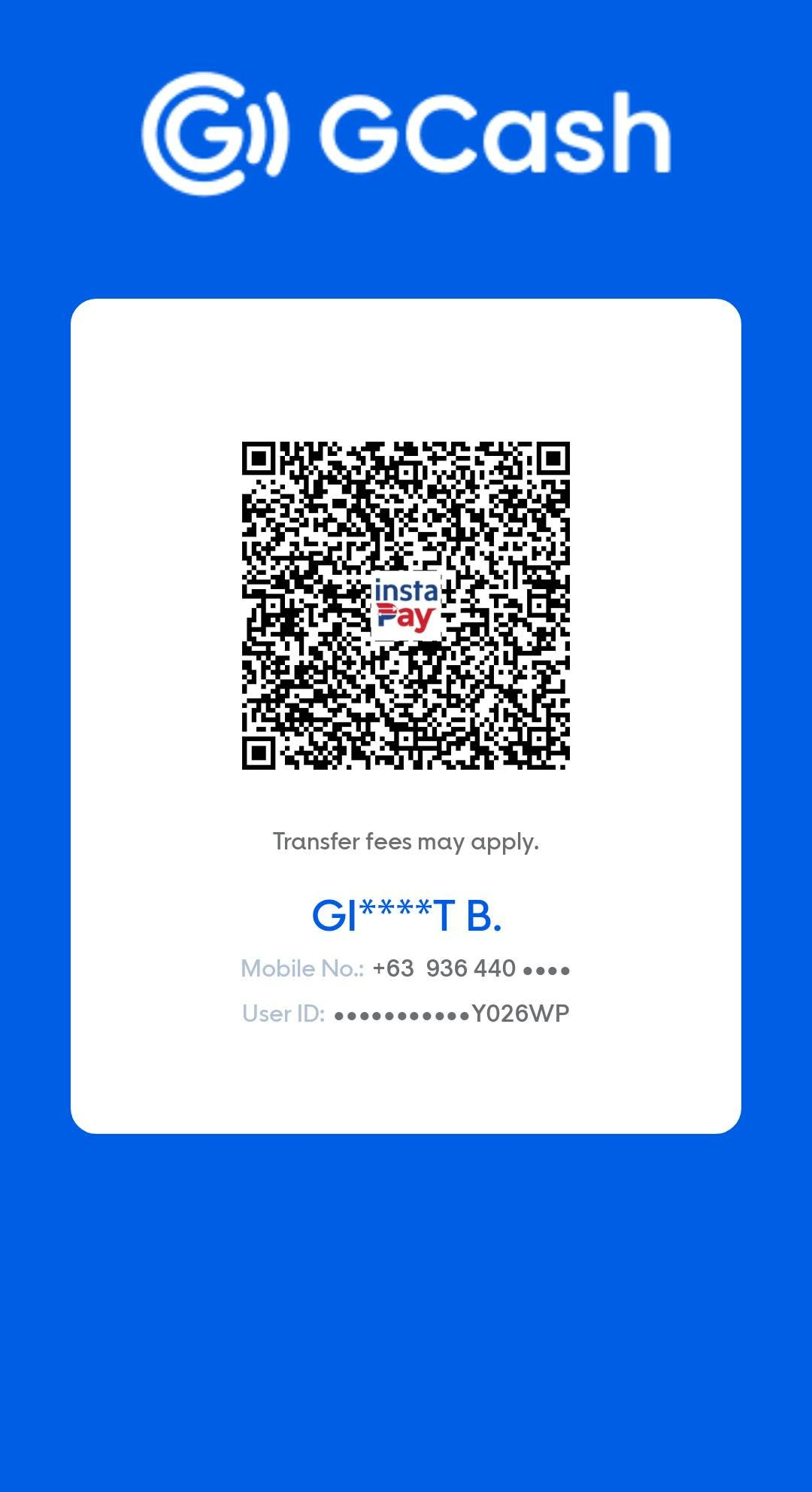 GCash and InstaPay donation QR code